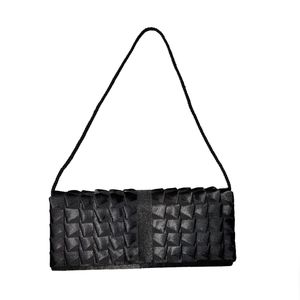 Jessica McClintock Black Satin Evening Bag Clutch